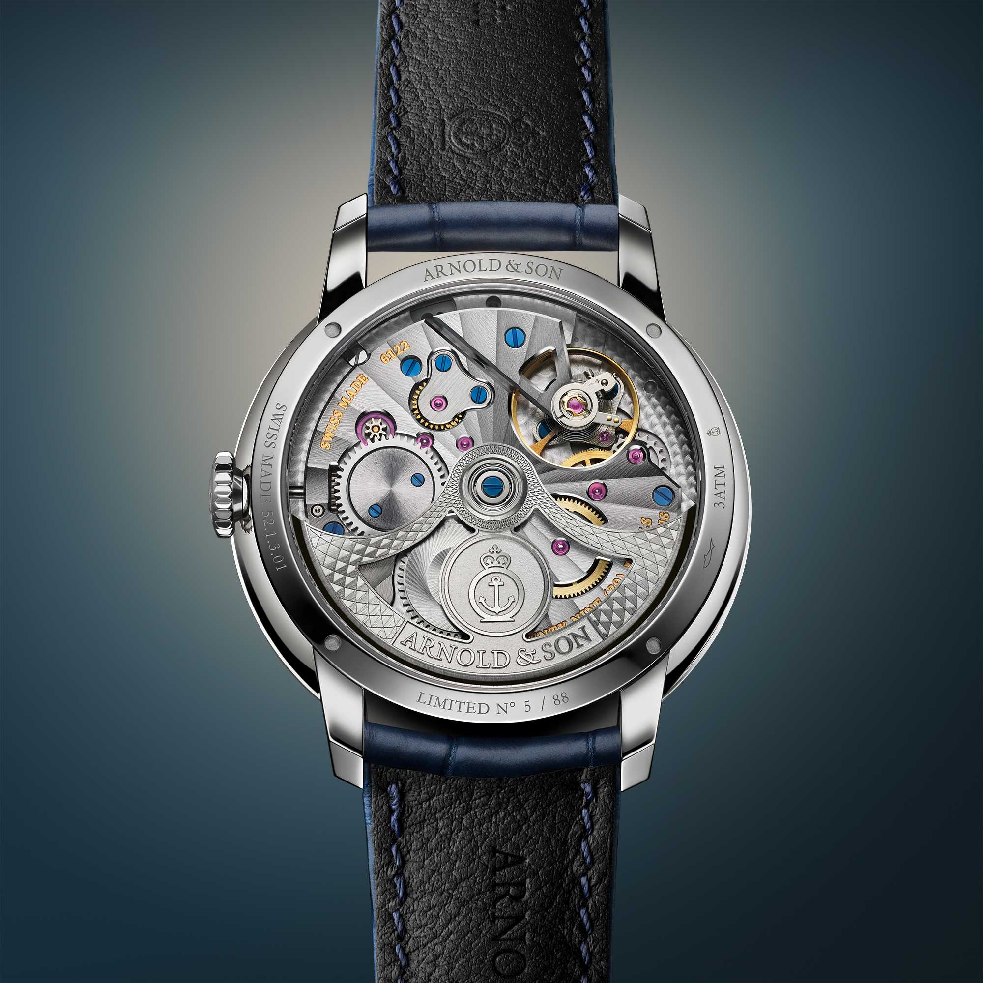 Arnold&Son Globetrotter 42 Steel Blue back